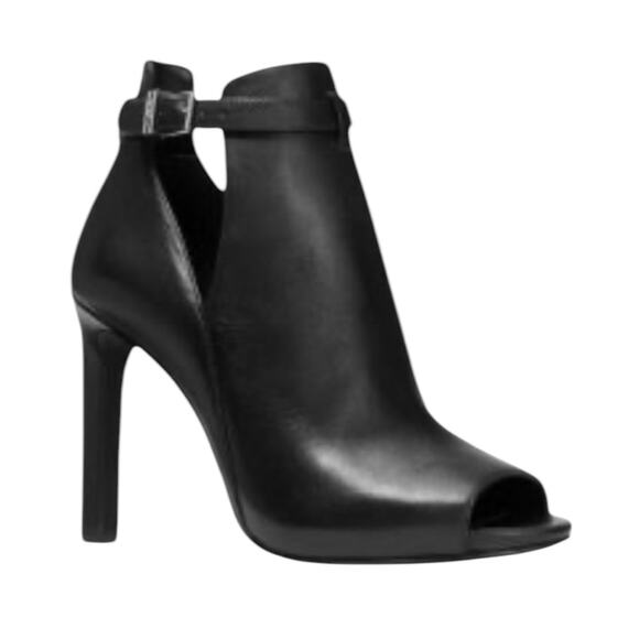 NWOT Michael Kors Lawson Open Toe Black Booties - Sz 9.5 - Picture 1 of 6